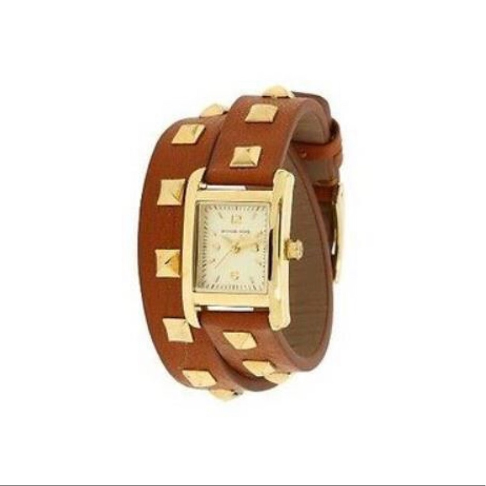 MICHAEL KORS STUDDED WRAP AROUND LEATHER WATCH